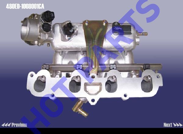 INLET MANIFOLD WITH THROTTLE BODY AND FUEL RAIL AS